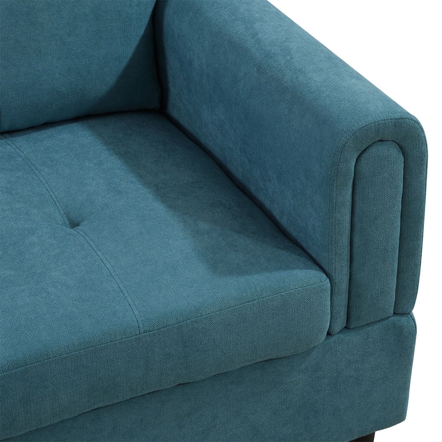 Hommoo L Shaped Couch Set Sectional Sofa Set, Flannel Living Room Furniture Sets, 4-Seat Couches and Sofa Set for Home, Apartment, Dorm, Green(No Ottoman)