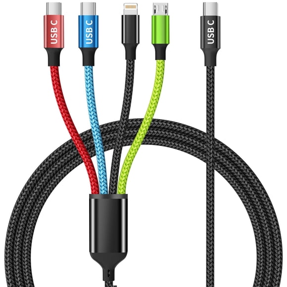 Cable de carga múltiple USB C 4 en 1 de Firsting, 1,5 m, nailon