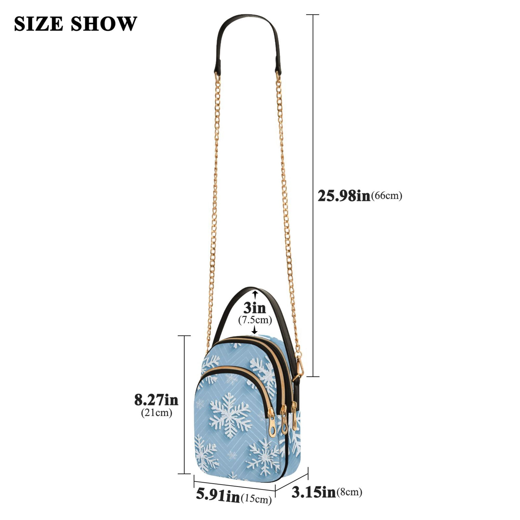 FORMRS Crossbody Bag for Women Quilted Travel Shoulder Cell Phone Purse with Chain Strap Handbag, Blue Snowflake