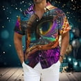 thumbnail image 7 of Carnival Hawaiian Shirt for Men Summer Short Sleeve Button Down Shirts Fashion Mardi Gras Printed Turndown Collar Beach T Shirts Vacation Holiday Tops, 7 of 7