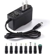 panningbo 12V 2A Power Supply Adapter, 24W AC/DC Charger AC 100V-240V to DC 12 Volt with 8 Interchangeable Tips for LED Strip Light CCTV Camera GPS Router BT Speaker