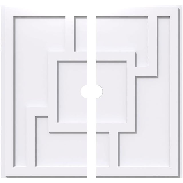 Ekena Millwork CMP30KX2-02000 30 in. OD x 2 in. ID Square Knox Architectural Grade PVC Contemporary Ceiling Medallion - 2 Piece