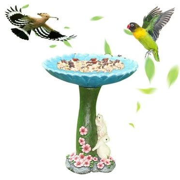 Fdelink Blue Towel Resin Birdbath Polyresin Antique Garden Bird Bath for Home Garden Yard Green