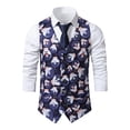 thumbnail image 5 of Nuevo Chaleco de traje con estampado navideño para hombre, vestido de fiesta de banquete de boda, chaqueta con cuello en V, chaleco, 5 of 5