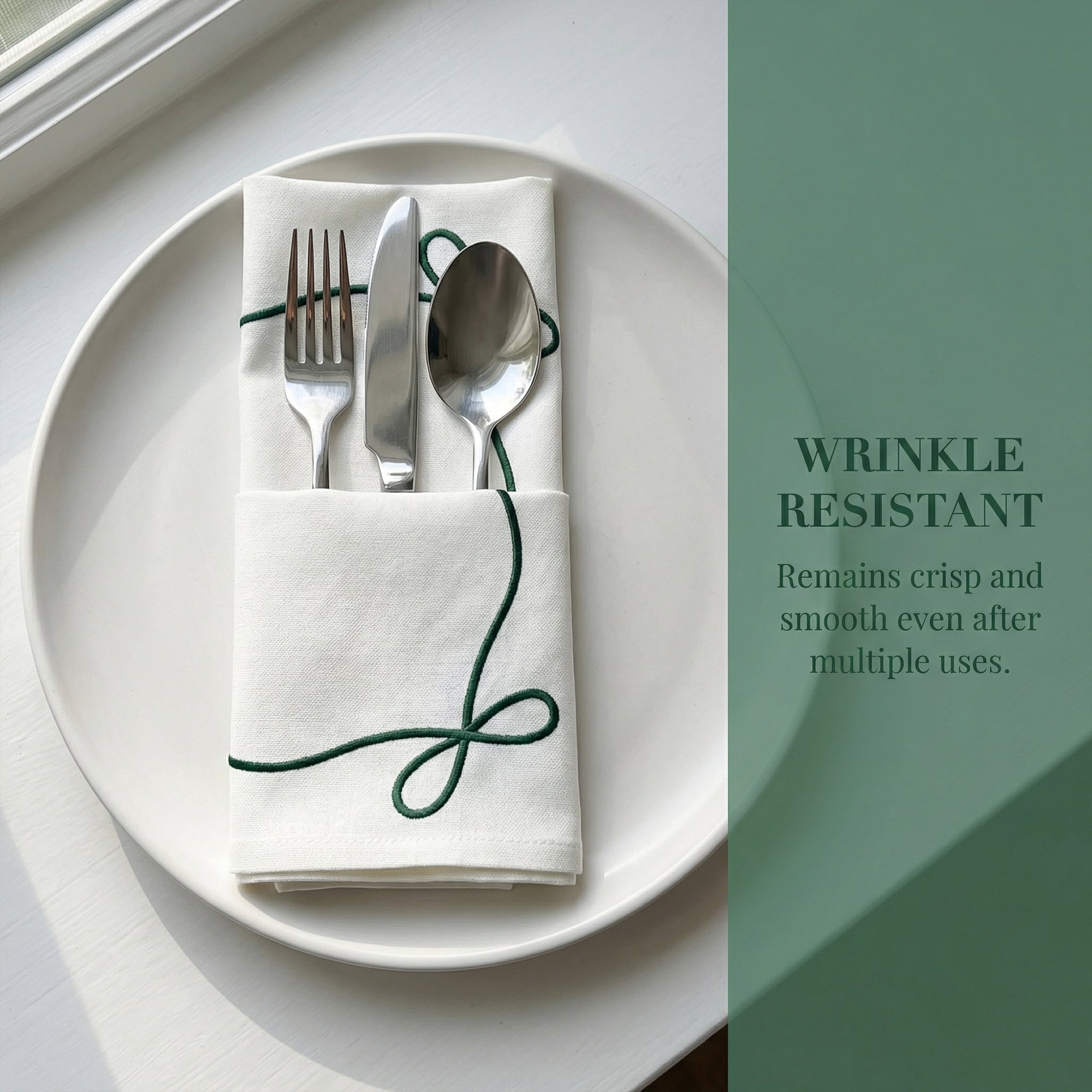 Unique Bargains 6Pcs Washable Cotton Linen Cloth Napkins Dark Green 14x20inch
