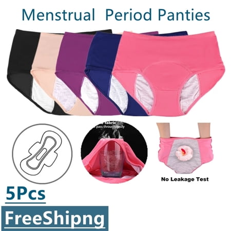 VOOPET 5 Pack Menstrual Period Panties Women s Plus Size Breathable Leak Proof Comfort Underwear Protective Briefs M-8XL