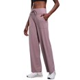 thumbnail image 3 of Women'S Comfortable Wide Leg Pants Big Pocket Fitness Yoga Pants Sports Casual Pants Pink S, 3 of 9