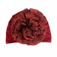 thumbnail image 4 of Women Exaggerated Flower Decor Turban Hat Solid Color Elastic Bonnet Beanie Hat Soft Breathable Pullover Hat Streetwear, 4 of 7