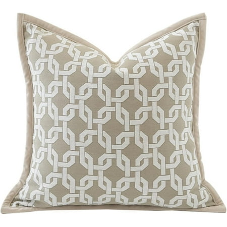 

16x16 Inches Throw Pillow Cushion Cover - Chain Pattern Chenille Jacquard Embroidey Luxury Modern Style Couch Sofa Pillow for Living Room Bedroom