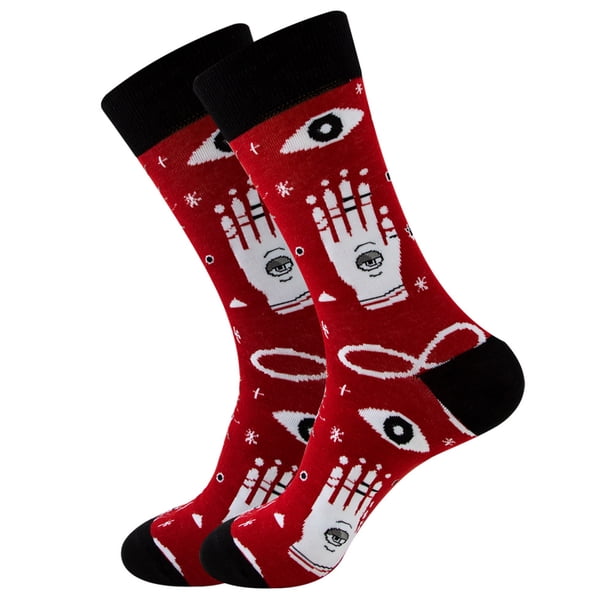 Calcetines redondos de algodón estilo Halloween para adultos, 5 pares