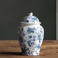 thumbnail image 4 of Ceramic Ginger Jar Lid Blue White Porcelain Crafts Gift Porcelain Jars for Kitchen Countertop Storage   Style A, 4 of 9