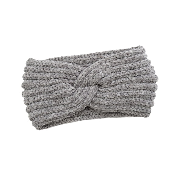 KALLORY Grey Knitted Sports Headwrap Cross Headband Warm Hair Band for Stylish Exercise
