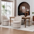 thumbnail image 3 of Kidol & Shellder Swivel Dining Chair with Solid Wood Frame Boucle Accent Chair with Back, Vanity Chair for Dressing Room, Comfy Living Room Seating, Easy Assembly, Oatmeal 3PCS, 3 of 6