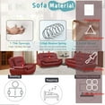 thumbnail image 5 of taoruifang Modern 3pcs Living Room Set, Faux Leather Sofa Set with Chrome Legs, Red 6 Seater Sofa and Loveseat Sets, 5 of 13