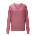 thumbnail image 3 of Women's Thin Ribbed Knit Pullover Top Long Sleeve V Neck Sweater For Fall Winter Layering And Casual Daily Wear, 3 of 8