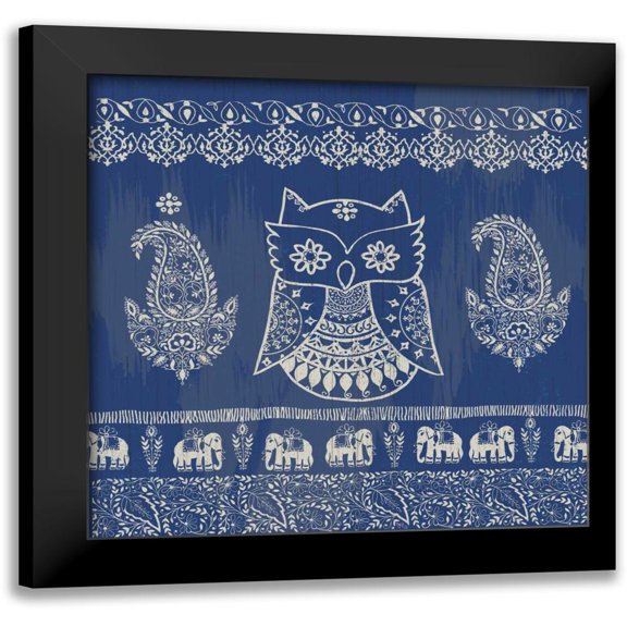 Allen, Candace 12x12 Black Modern Framed Museum Art Print Titled - Boho Owl Blue