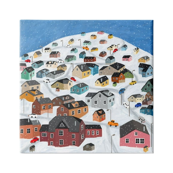 Stupell Indtries Snowy Village on Hill Cityscape Greenland Town Buildings,36 x 36,Design by Carla Daly