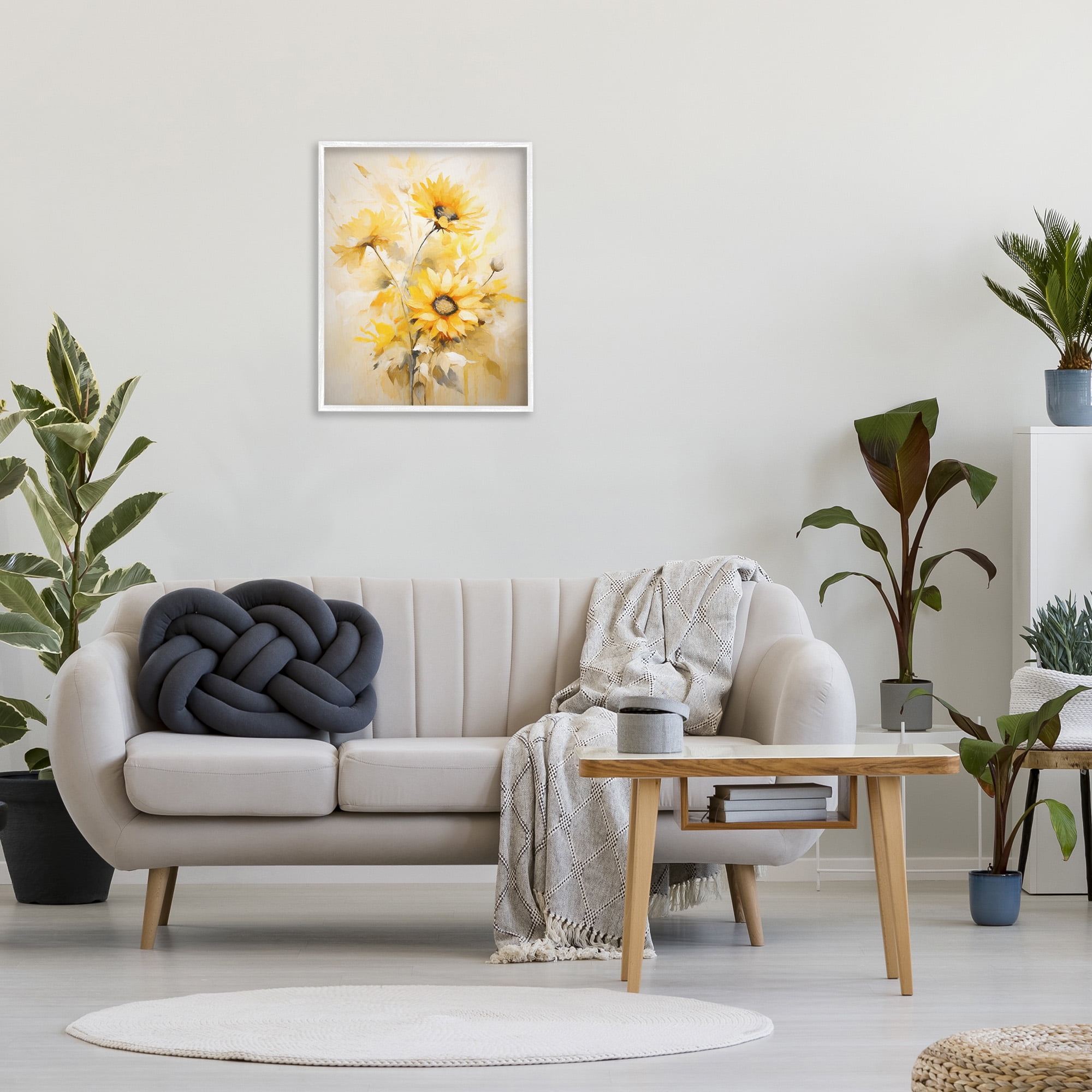 Stupell Industries Mellow Yellow Bunches Botanical & Floral Painting White Framed Art Print Wall Art, 24 x 30