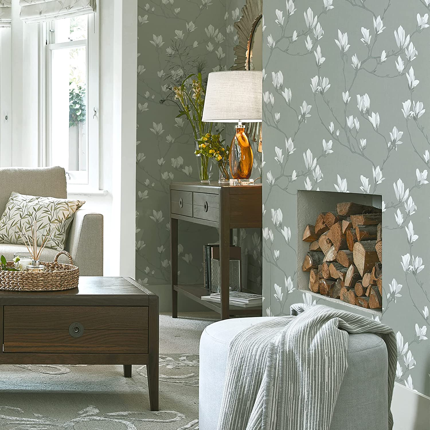 Laura Ashley Magnolia Grove Slate Wallpaper