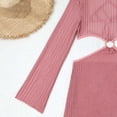 thumbnail image 5 of Umfun Chic Three-Piece Mesh Sheer Cover-Up Bikini Set with Gold Ring Cutout - Long Sleeve Beachwear for Vacation & Poolside Fashion, 5 of 9