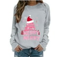 thumbnail image 2 of Craaazy Womens Shirts Christmas Fashion Casual Christmas Hat Printed Round Neck Loose Long Sleeve Capless Sweatshirt Top Gifts For Women, 2 of 4