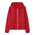 thumbnail image 4 of UngA Womens Zip Up Hoodie Casual Loose Fit Hooded Oversized Sweatshirt Long Sleeve Comfort Jacket Workout Fall Tops Hoodie for Women (Red,L), 4 of 7