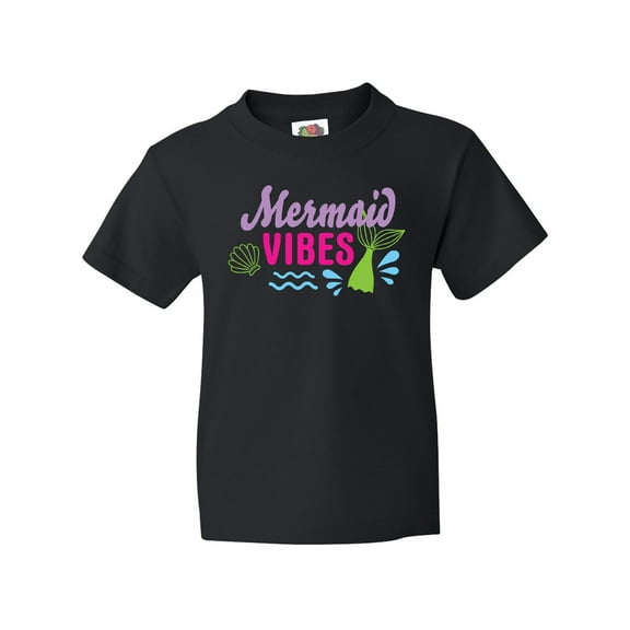 Inktastic Mermaid Vibes with Tail and Seashell Youth T-Shirt