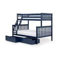 thumbnail image 3 of Max & Lily Solid Wood Twin over Full Size Bunk Bed with Storage Drawers and Ladder for Kids, Blue, 3 of 18
