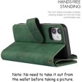 thumbnail image 4 of Wallet Case Compatible with iPhone 12 Mini,[6 Card Slots] [Wrist Strap] [Stand Feature] Detachable 2 in 1 Magnetic Zipper Leather Slim Cover Case for iPhone 12 Mini,5.4 inch Green, 4 of 16