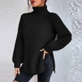 thumbnail image 6 of Oversized Winter Sweater Women High Neck Polyester Knit Top Thick Pullover Long Sleeves Cable Weaving Casual Loose Fit, 6 of 7