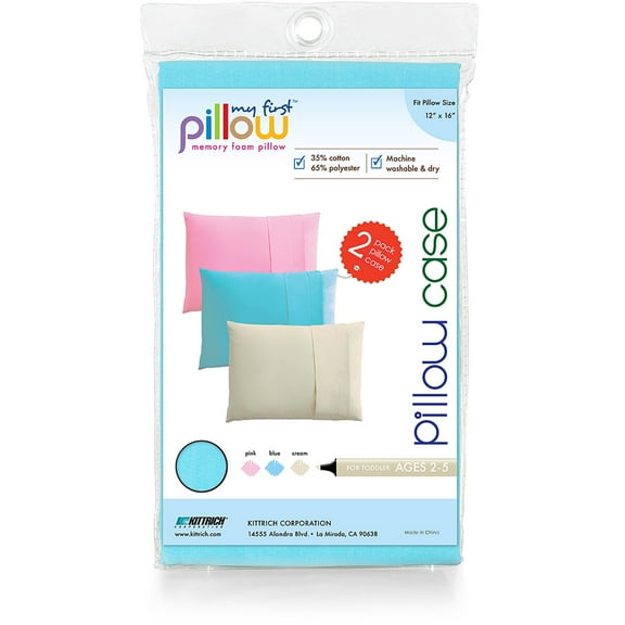 My First Set of Two Toddler Pillow Cases Fits Pillows Sized 12" x 16", Blue