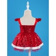 thumbnail image 6 of Zaldita Baby Girls Xmas Mrs Santa Claus Costume Shiny Sequins Dance Tutu Dress with Hat Set Party Red 3-6M, 6 of 7