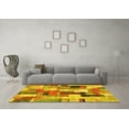 thumbnail image 3 of Ahgly Company Machine Washable Indoor Square Patchwork Yellow Transitional Area Rugs, 4' Square, 3 of 4
