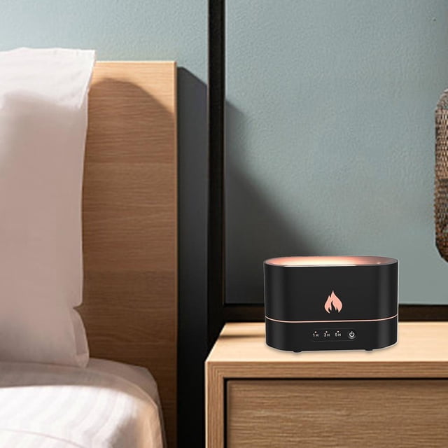 Difusor Humidificador de aire de llama, difusor de aroma de aceite esencial, niebla ultrasónica (negro) Wdftyju Libre de BPA