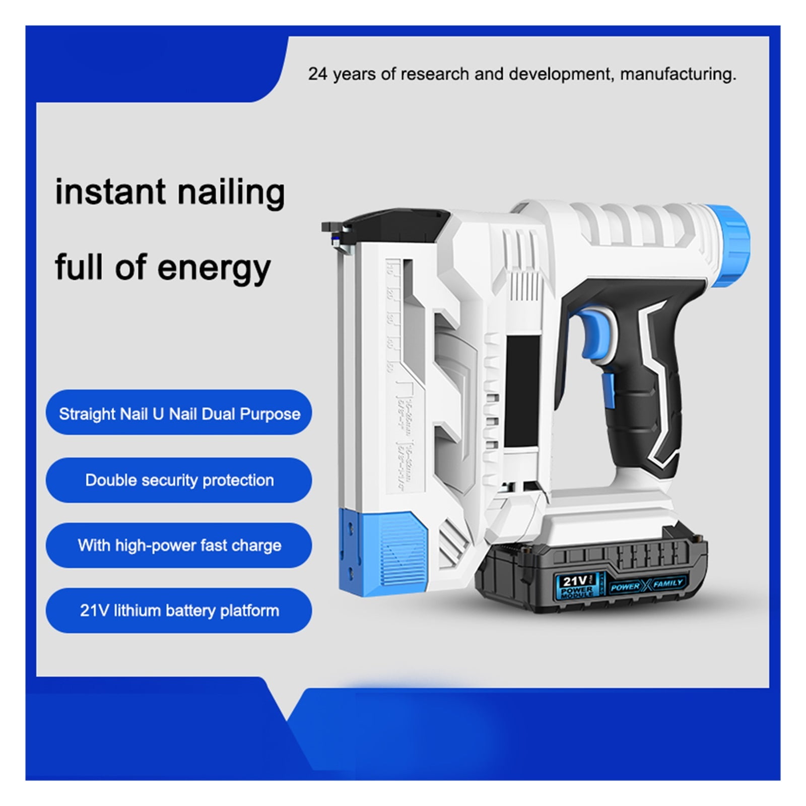 Rechargeable Electric Nail Gun Nail Gun Nail Shooter Straight Door Nail Code F30 Lithium Electric Nail Gun Carpentry ,Easy to Use