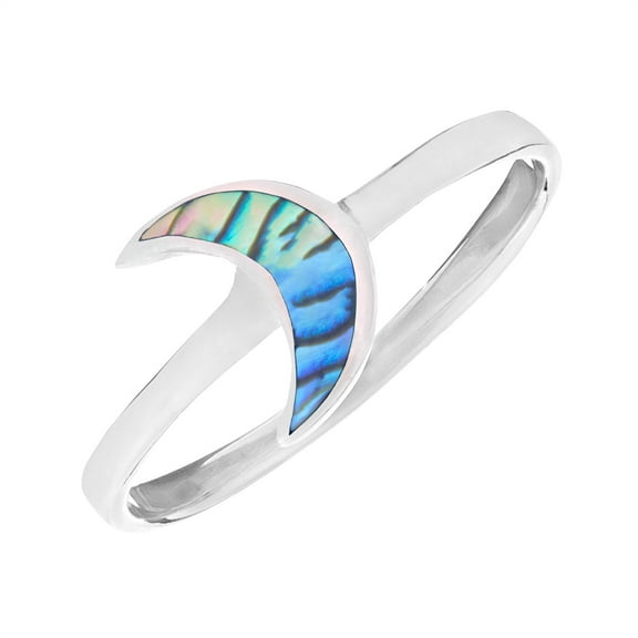 81stgeneration Women's 925 Sterling Silver Paua Abalone Shell Night Moon Stackable Ring