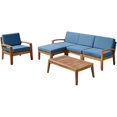 thumbnail image 1 of Noble House Grenada Canapé Sectionnel 4 Places avec Coussins d'Extérieur Bleus, 1 of 9