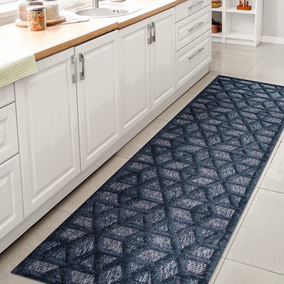 JONATHAN Y IBIZA 2 x 8 Runner Rug, Talaia Neutral Geometric - Navy, IBZ102B-28