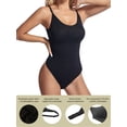 thumbnail image 4 of GOLD CARP Shapewear Women Shaping Bodysuit Seamless Tummy Control Body Shaper Thong Adjustable Straps,Black-Thong,L, 4 of 5