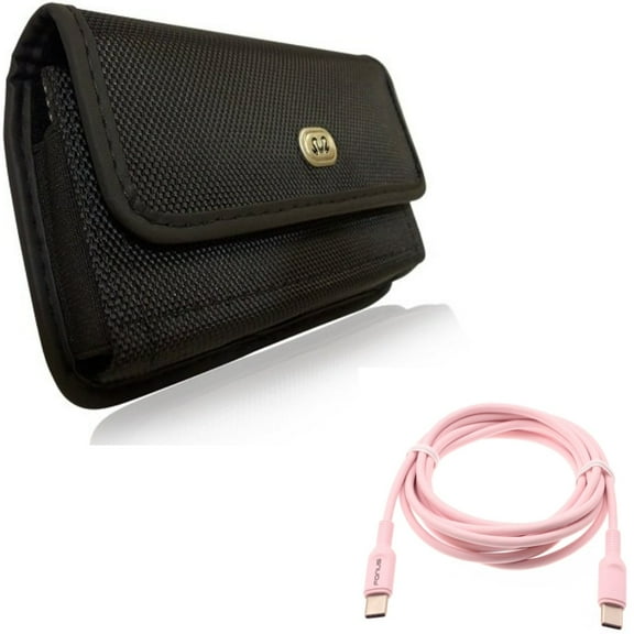 Case Belt Clip w Pink 6ft Long Cable for Samsung Galaxy S22 Plus,S22 S21 FE 5G - Rugged Holster Canvas, USB-C to Type-C PD Fast Charger Cord