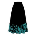 thumbnail image 3 of WTOBBY Women's Floral Print Flowy Flared Maxi Skirt with Ruffle Hem, A-Line Elastic Waist Elegant Tiered Layered Bohemian Long Skirt for Casual Summer Outfits and Beach Parties,Cyan L, 3 of 4