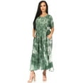 thumbnail image 5 of Sakkas Marcela Women's Casual Summer Maxi Short Sleeve Boho Dress Kaftan Sundress - 522101-ArmyGreen - One Size, 5 of 5