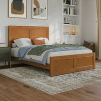 AFI Berkshire Full Wood Low Profile Platform Bed with Matching Footboard, Light Toffee