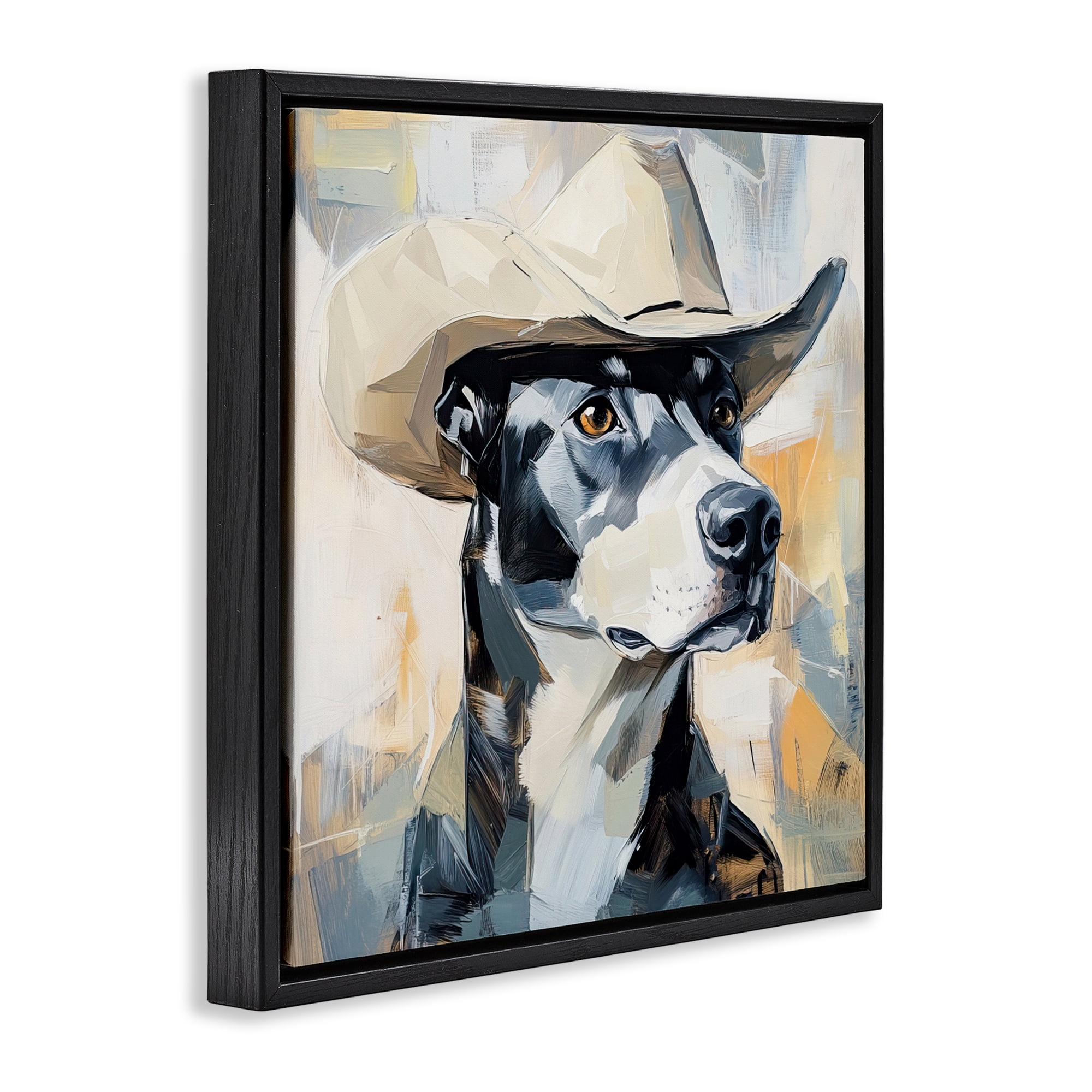 Stupell Industries Deputy Dog Cowboy Hat Black Framed Floater Canvas Wall Art, design by Tina LeCour