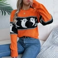 thumbnail image 7 of UngA Halloween Sweaters for Women Women's Halloween Sweatshirt Cute Spooky Long Sleeve Sweatshirts Pullover Sweater Casual Tops Crewneck Blouse Orange,M, 7 of 7