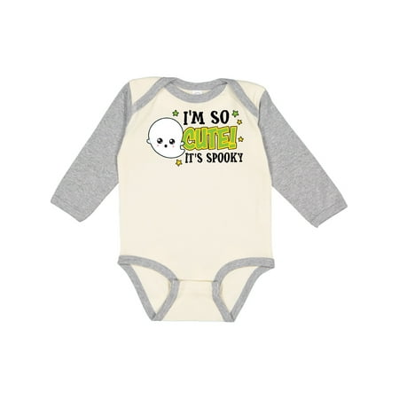

Inktastic Halloween I m So Cute It s Spooky with Ghost and Stars Gift Baby Boy Long Sleeve Bodysuit