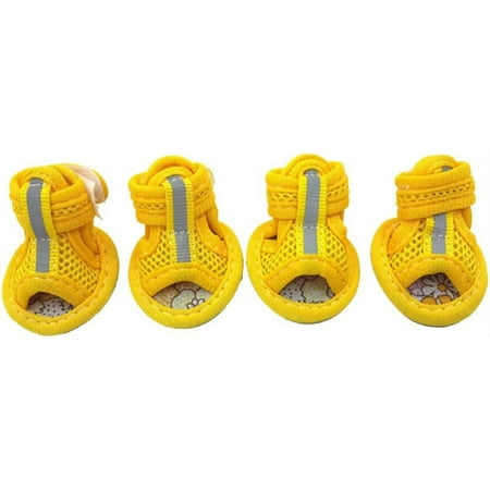 Dog Sandals Mesh Cotton Dog Sandals Shoes Protective Flexible Yellow 1#