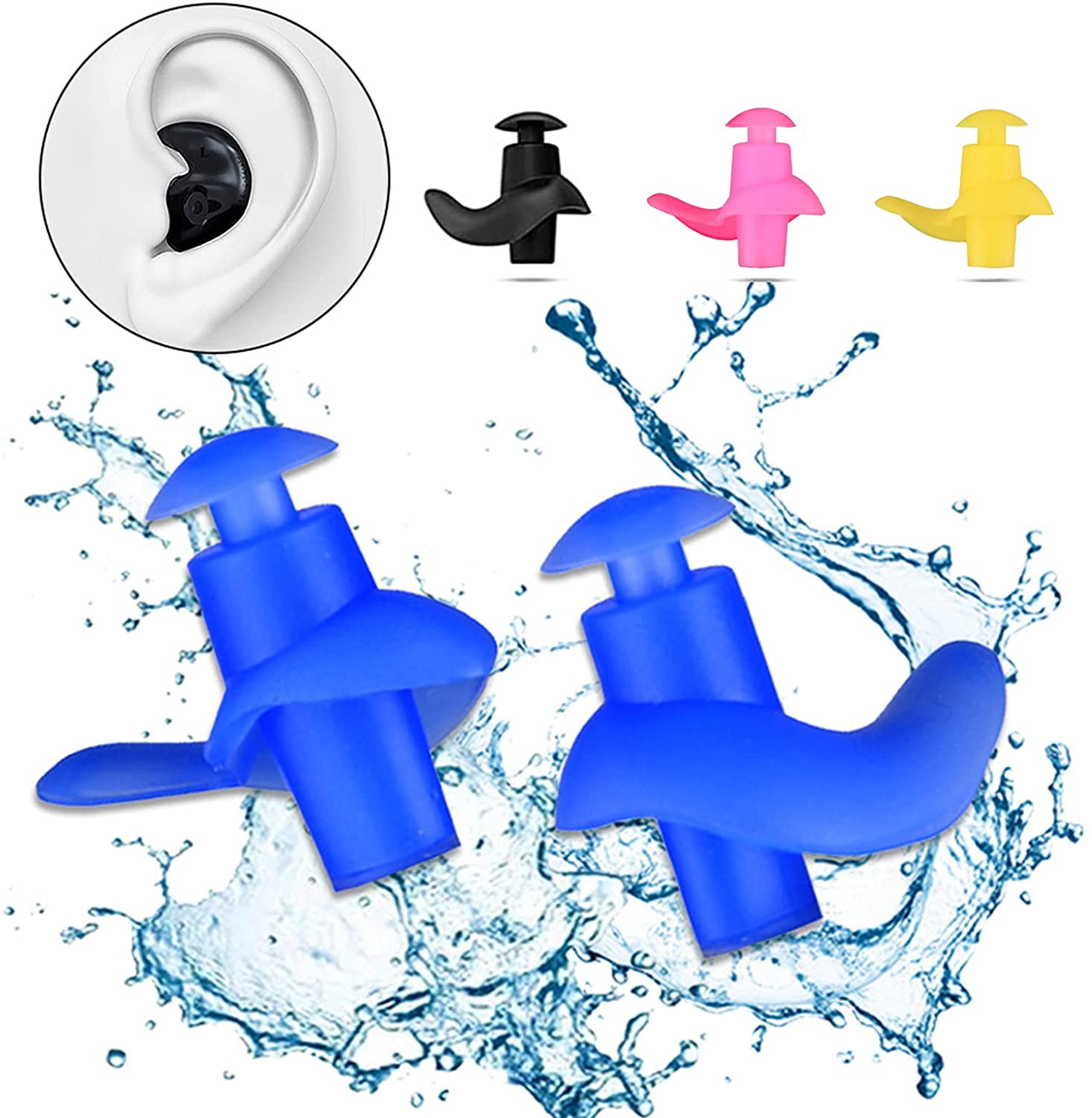 3 Pairs Waterproof Swimming Earplugs Silicone Swim Ear Plug Chic  AaGVx Hono` 