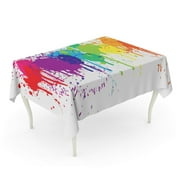 KDAGR Blue Drip Bright Rainbow of Dripping Paint Splatters Colorful Tablecloth Table Desk Cover Home Party Decor 52x70 inch