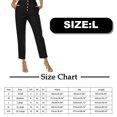 thumbnail image 2 of Pantalones sueltos casuales para mujer, cómodos pantalones de trabajo recortados con bolsillos, cintura alta elástica, pantalones de bolsa de papel, 2 of 5